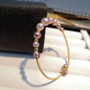 NATURAL purple pearl adjustable/stretch wire bracelet
